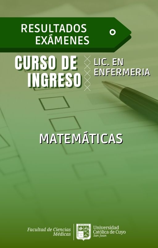 RESULTADOS 1° EVALUACION MATEMÁTICAS CURSO INGRESO LIC ENFERMERIA 2025